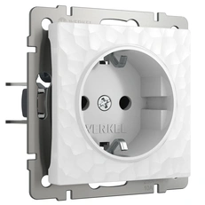 Изображение Розетка с заземлением и шторками Hammer (белый) W1271101