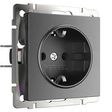 Изображение Розетка с заземлением и шторками (графит матовый) W1171164